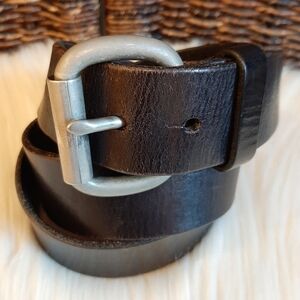 Fossil Fuel Distressed Brown Leather Belt Unisex Men's 34 Women's Brass Boho